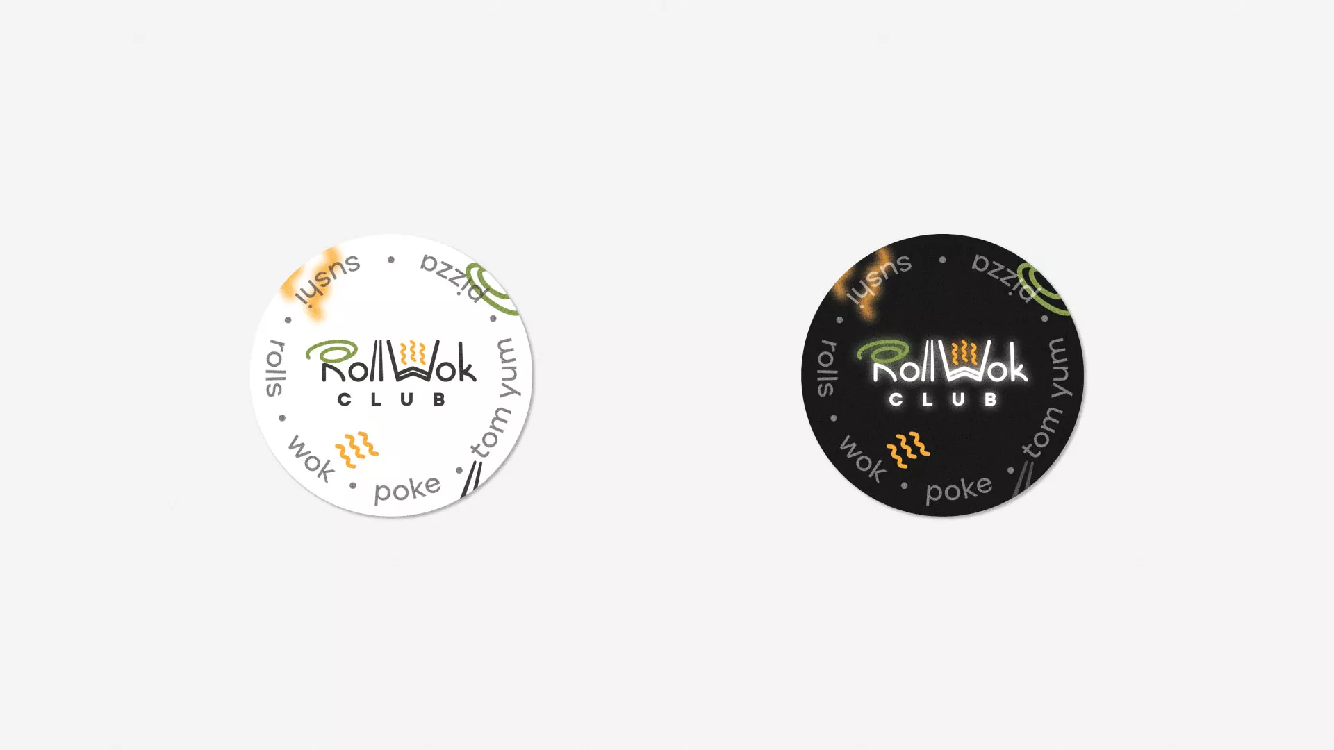 Разработка наклеек для суши-бара «Roll Wok Club» в Острове